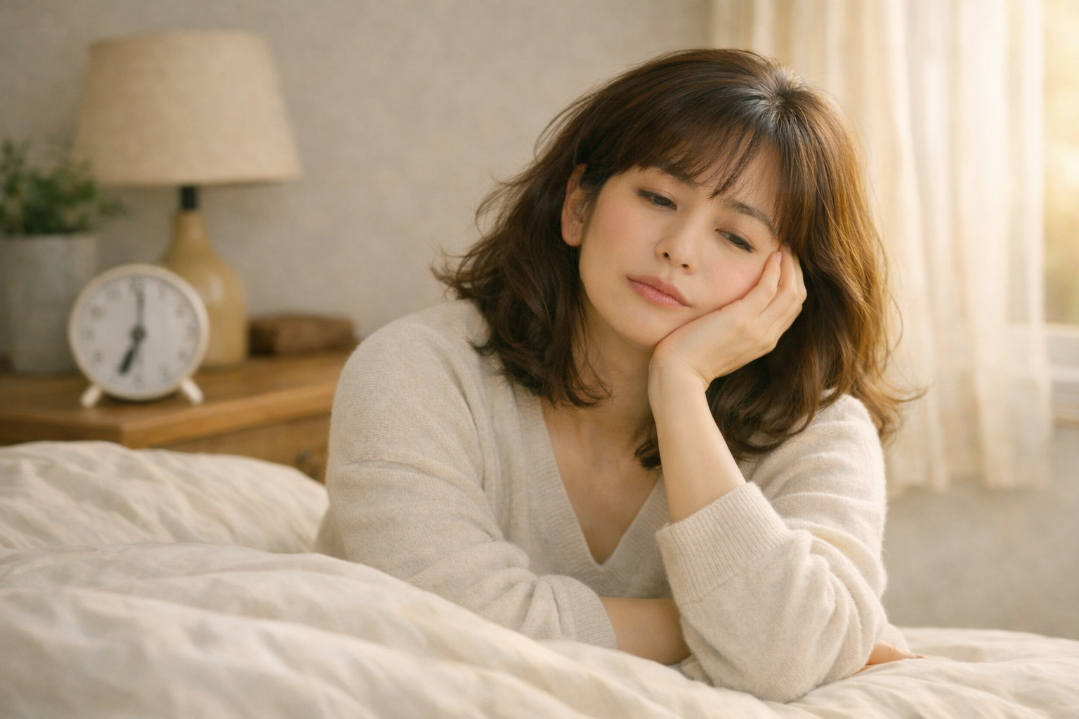 眠っても疲れが取れない女性